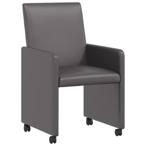 vidaXL Chaises de Salle &agrave; Manger avec Roues 2 pcs Gris 57 x 66 x 94 cm