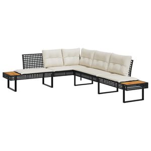 vidaXL Canap&eacute; de jardin avec coussins en forme de L noir rotin acacia