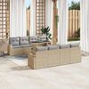 vidaXL Ensemble de canap&eacute; de jardin 9 pcs Beige Poly Rattan