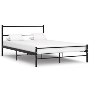 vidaXL Cadre de lit avec t&ecirc;te de lit sans matelas noir 140x200cm m&eacute;tal
