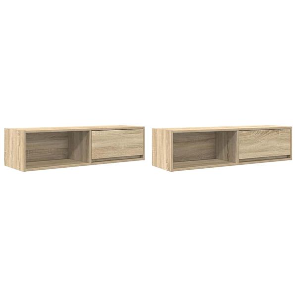 vidaXL Meubles TV 2 pcs ch&ecirc;ne sonoma 100x31x25,5 cm bois d'ing&eacute;nierie
