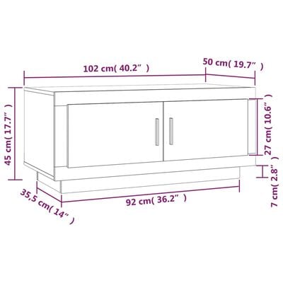 vidaXL Table basse Blanc 102x50x45 cm Bois d'ingénierie