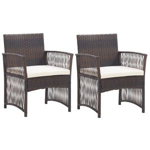 vidaXL Fauteuils de jardin et coussins lot de 2 Marron R&eacute;sine tress&eacute;e