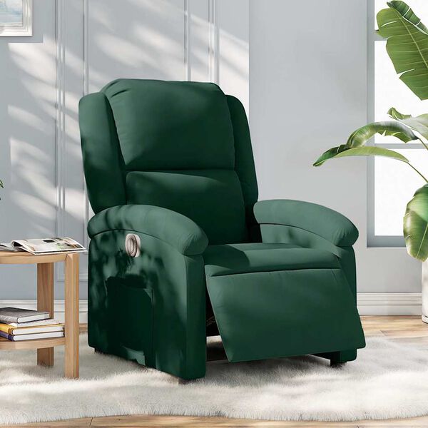 vidaXL Fauteuil inclinable &eacute;lectrique vert fonc&eacute; velours