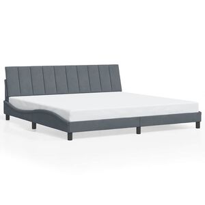 vidaXL Cadre de lit sans matelas Hanko gris fonc&eacute; 200x200 cm velours