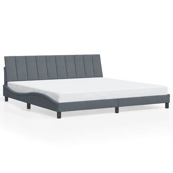 vidaXL Cadre de lit sans matelas Hanko gris fonc&eacute; 200x200 cm velours