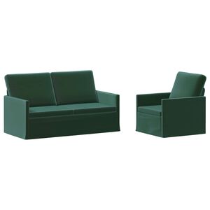 vidaXL Ensemble de Canap&eacute;s 2 pcs Vert fonc&eacute; Velours (V)
