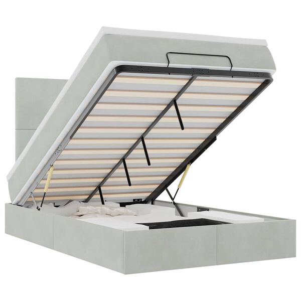 vidaXL Cadre de lit ottoman avec matelas gris clair 120x190 cm velours