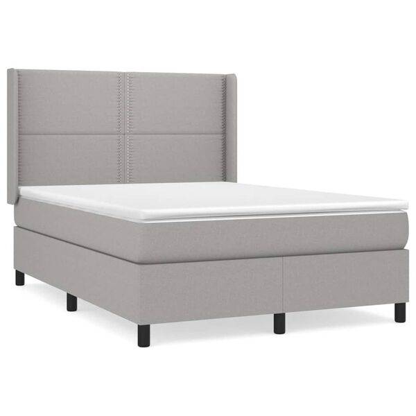 vidaXL Sommier &agrave; lattes de lit avec matelas Gris clair 140x190cm Tissu