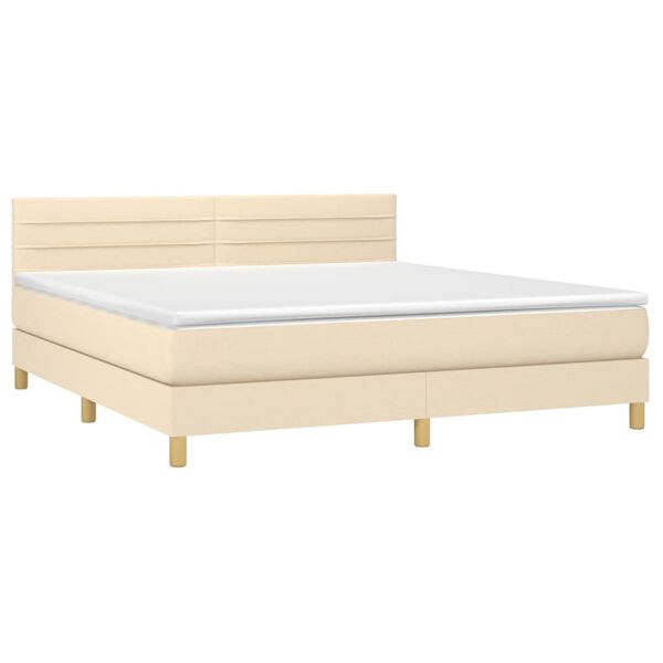 vidaXL Sommier à lattes de lit avec matelas LED Crème 180x200 cm Tissu