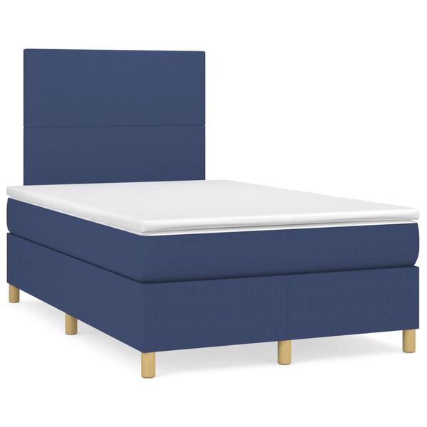 vidaXL Sommier &agrave; lattes de lit avec matelas Bleu 120x200 cm Tissu