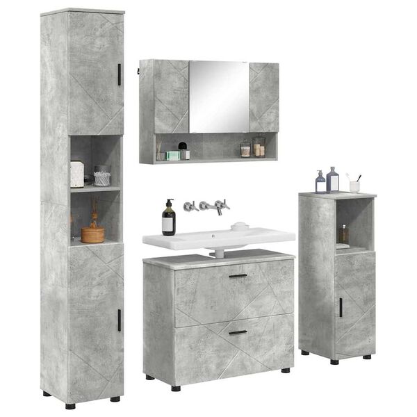 vidaXL Ensemble de mobilier de salle de bain 4 pcs Gris b&eacute;ton