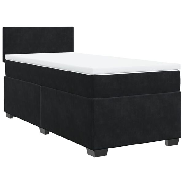 vidaXL Sommier &agrave; lattes de lit avec matelas Noir 90x200 cm Velours