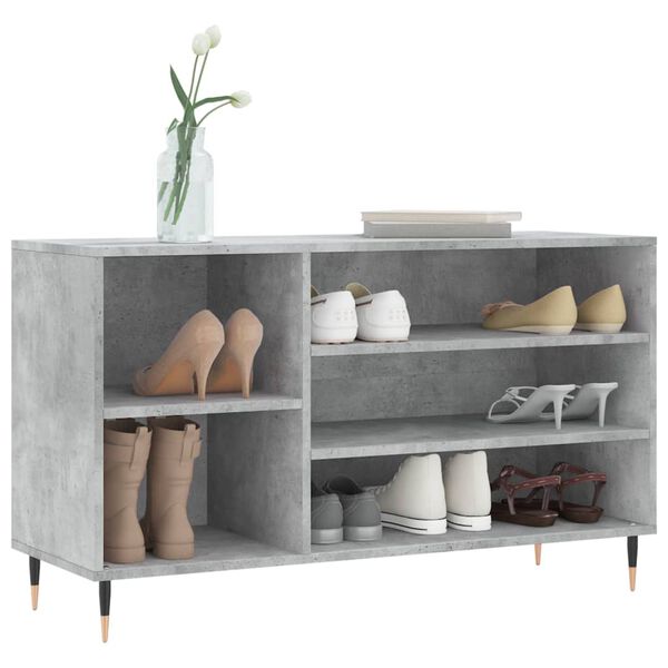 vidaXL Armoire à chaussures Gris béton 102x36x60 cm Bois d'ingénierie