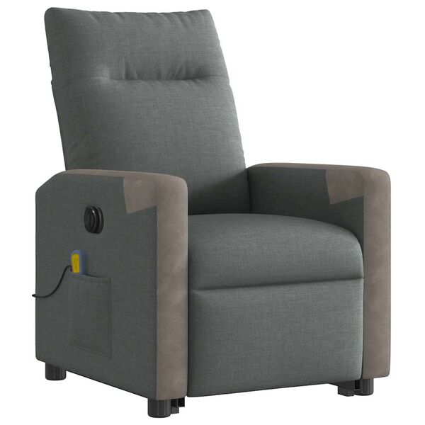 vidaXL Fauteuil inclinable de massage &eacute;lectrique Gris fonc&eacute; Tissu