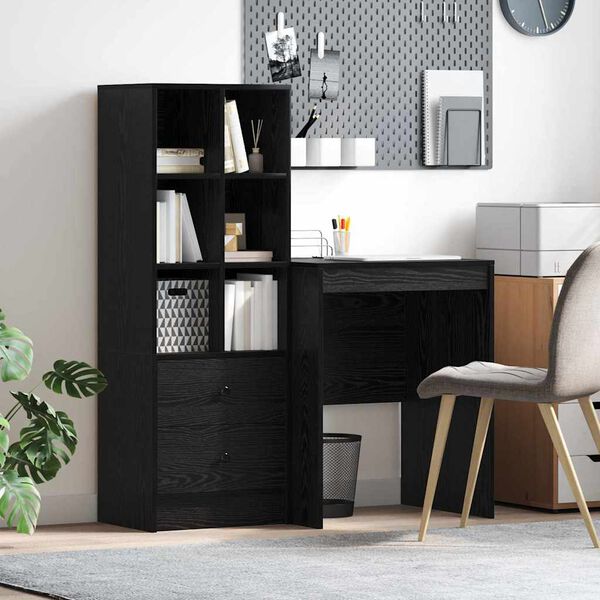 vidaXL Bureau avec tiroir 2 pcs Ch&ecirc;ne noir