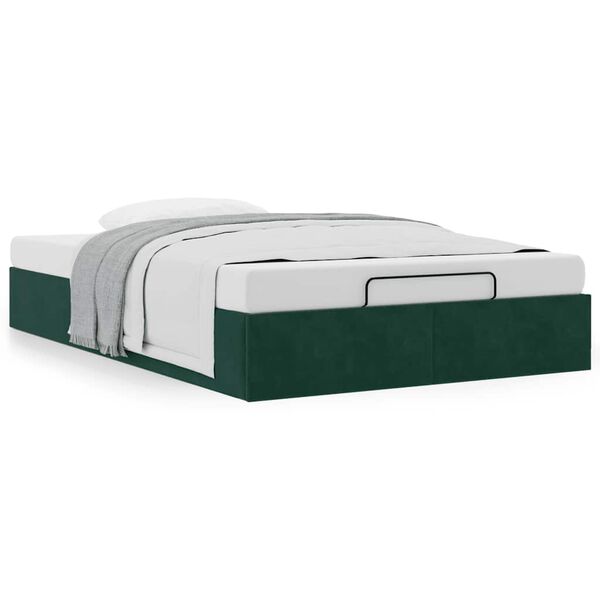 vidaXL Cadre de lit ottoman sans matelas vert fonc&eacute; 120x200 cm velours