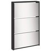 vidaXL Armoire &agrave; chaussures avec miroir 5 niveaux noir 63x17x169,5 cm