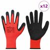 vidaXL Gants de Travail 12 pcs Rouge et Noir 8 / m Rev&ecirc;tement en latex