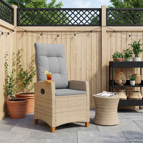 vidaXL Chaise inclinable avec plateau &agrave; th&eacute; 62 x 64 x 112 cm polyrotin