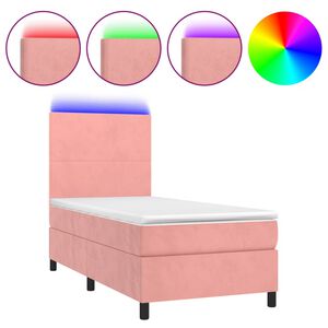 vidaXL Sommier &agrave; lattes de lit et matelas LED Rose 100x200 cm Velours