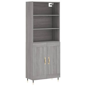 vidaXL Buffet haut Sonoma gris 69,5x34x180 cm Bois d'ing&eacute;nierie