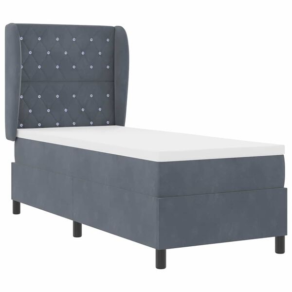 vidaXL Lit &agrave; ressorts avec matelas Gris fonc&eacute; 200 x 80 cm Polyester