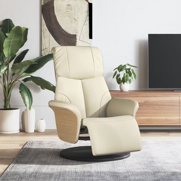 vidaXL Fauteuil inclinable avec repose-pieds cr&egrave;me similicuir