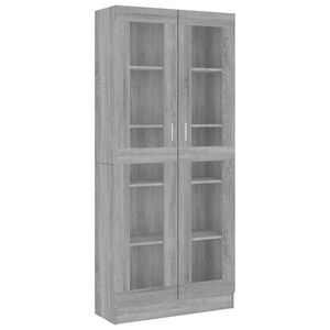 vidaXL Armoire &agrave; vitrine Sonoma gris 82,5x30,5x185cm Bois ing&eacute;nierie
