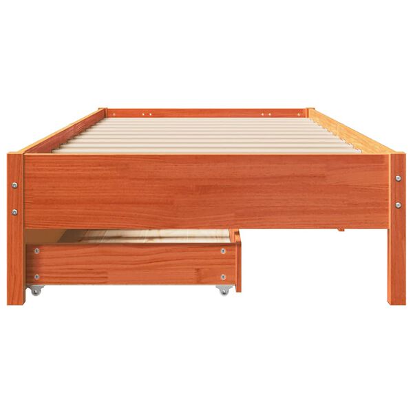 vidaXL Cadre de lit sans matelas cire marron 75x190 cm bois pin massif