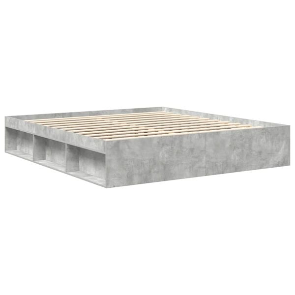 vidaXL Cadre de lit sans matelas gris b&eacute;ton 200x200 cm