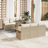 vidaXL Ensemble de canap&eacute; de jardin 7 pcs Beige Poly rotin