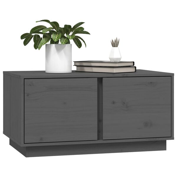 vidaXL Table basse Gris 80x50x40 cm Bois massif de pin