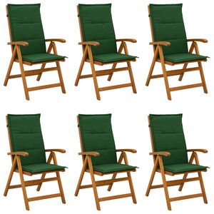 vidaXL Chaises de jardin inclinables 6 pc Naturel Bois d'Acacia Massif