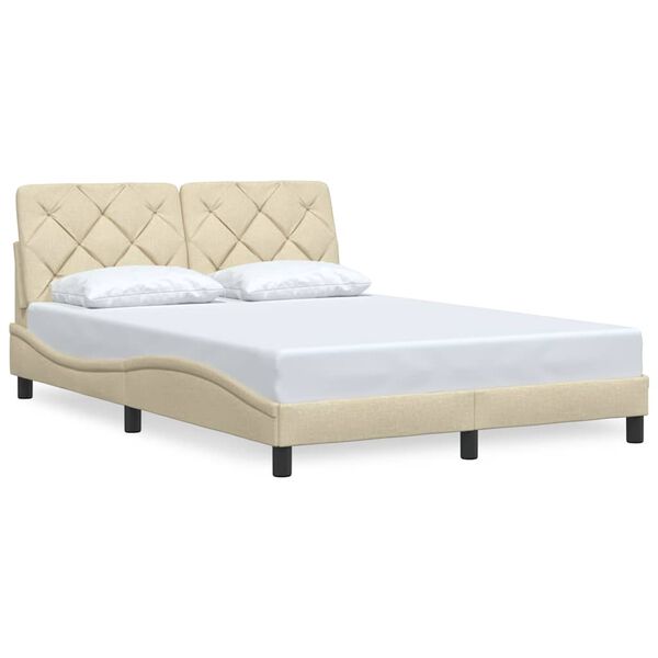 vidaXL Cadre de lit sans matelas cr&egrave;me 140x200 cm tissu