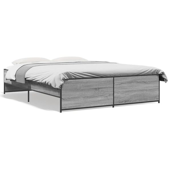vidaXL Cadre de lit sans matelas sonoma gris 150x200 cm
