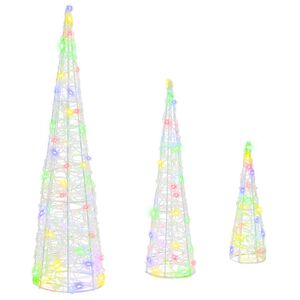 vidaXL Sapin de No&euml;l 3 pcs Multicolore 20 x 20 x 80 cm Acrylique