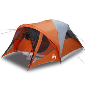 vidaXL Tente familiale tunnel 6 personnes gris et orange imperm&eacute;able