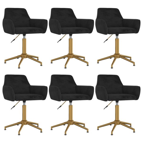 vidaXL Chaises pivotantes &agrave; manger lot de 6 Noir Velours