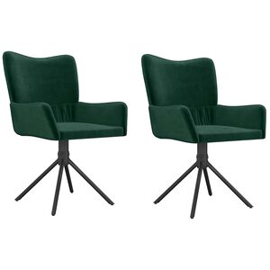 vidaXL Chaises pivotantes &agrave; manger lot de 2 Vert fonc&eacute; Velours