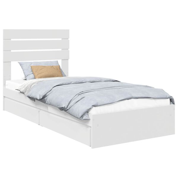 vidaXL Lit de Rangement Blanc 90 x 190 cm Bois d'ingénierie