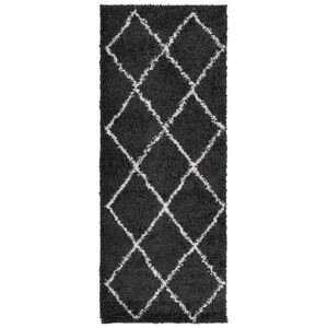 vidaXL Tapis shaggy &agrave; poils longs moderne noir et cr&egrave;me 80x200 cm