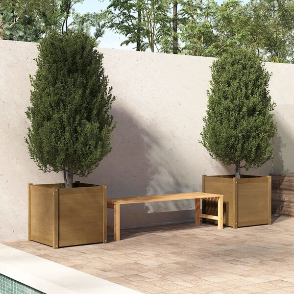 vidaXL Jardinières 2 pcs Marron miel 60x60x60 cm Bois de pin massif