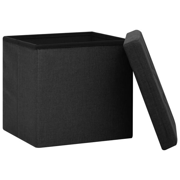 vidaXL Tabouret de rangement pliable Noir Faux lin