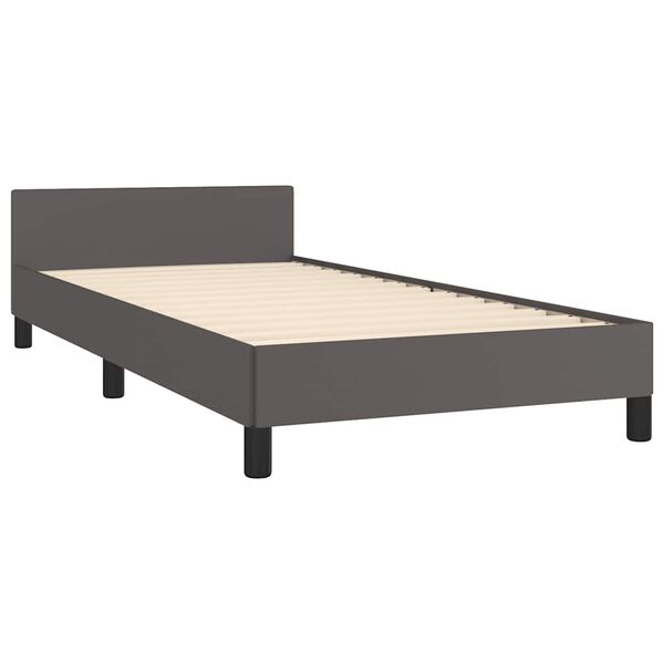 vidaXL Cadre de lit avec t&ecirc;te de lit sans matelas gris 90x200 cm