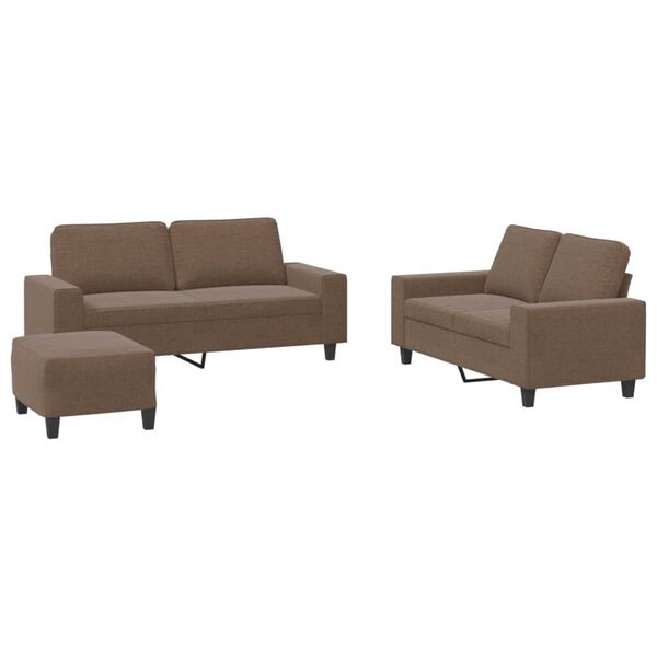 vidaXL Ensemble de canapés 3 pcs marron tissu