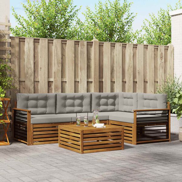 vidaXL Ensemble de canap&eacute;s d'ext&eacute;rieur 5 pcs Gris Naturel et Clair