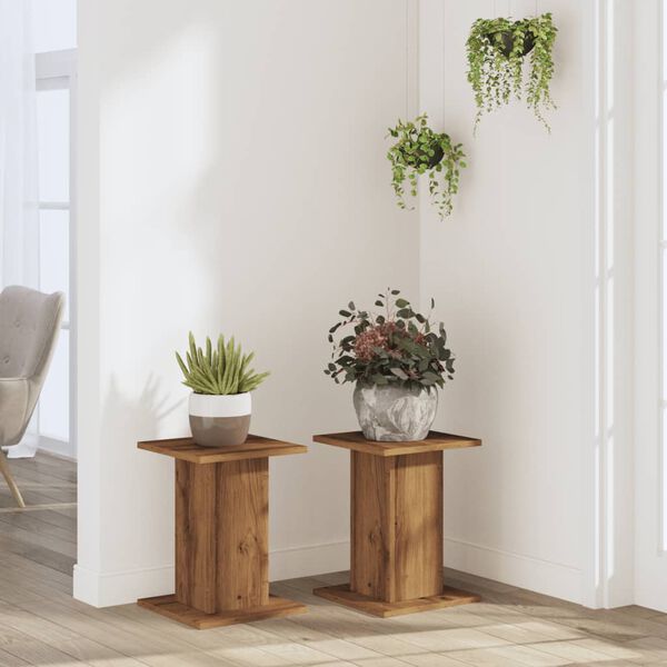 vidaXL Supports pour plantes 2 pcs ch&ecirc;ne artisanal bois d'ing&eacute;nierie