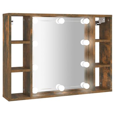 vidaXL Armoire à miroir avec LED Chêne fumé 76x15x55 cm
