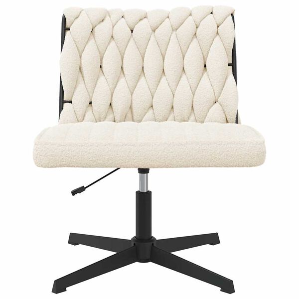 vidaXL Chaise pivotante de bureau cr&egrave;me boucl&eacute; comme de la laine tissu